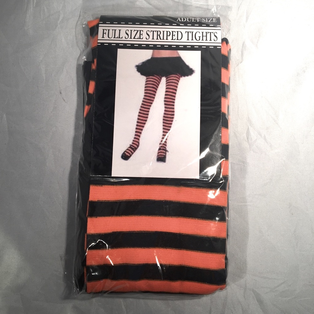 Orange and black‎ striped tights
